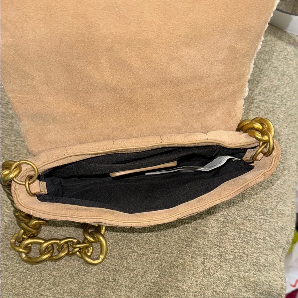 Zara Beige Quilted Leather Fleece Handbag - Picture 11 of 13